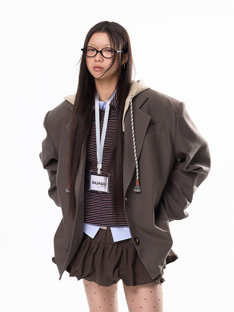 Boyfriend Aura Hooded Blazer - paper.bruise