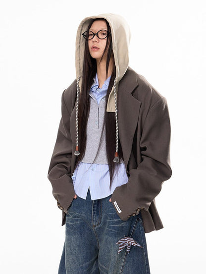 Boyfriend Aura Hooded Blazer - paper.bruise