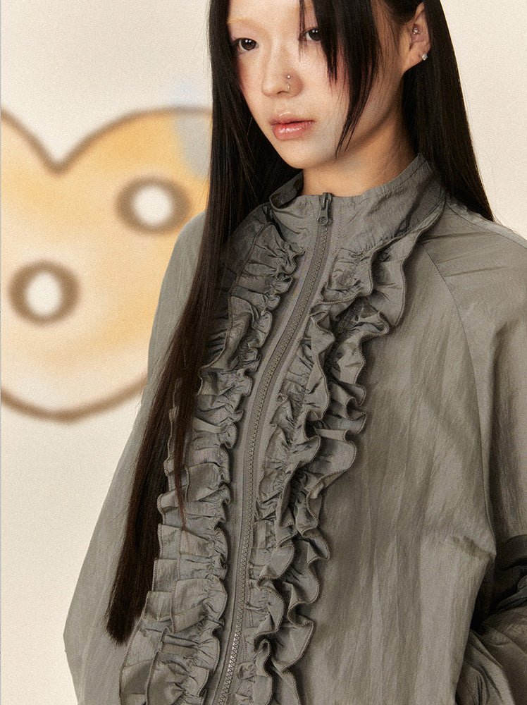 Cloud Ruffle Zip - Up - paper.bruise