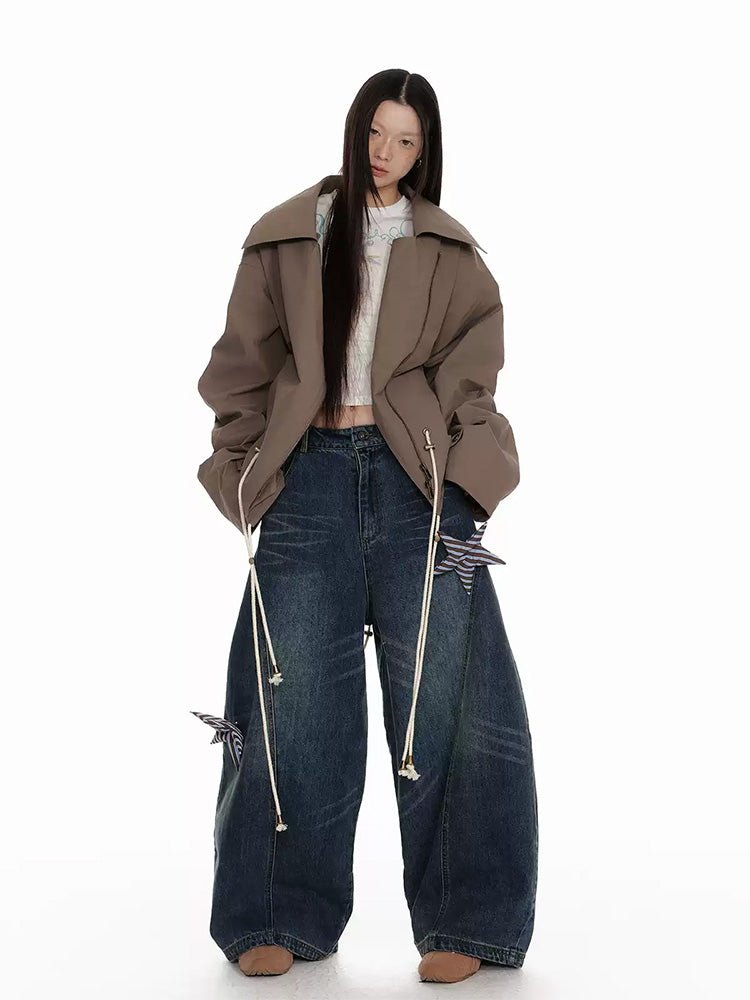 Denim Bladecut Wide Jeans [ JIKOO ] - paper.bruise