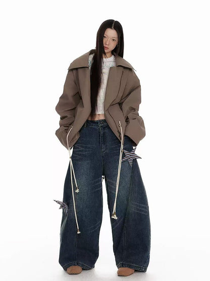 Denim Bladecut Wide Jeans [ JIKOO ] - paper.bruise