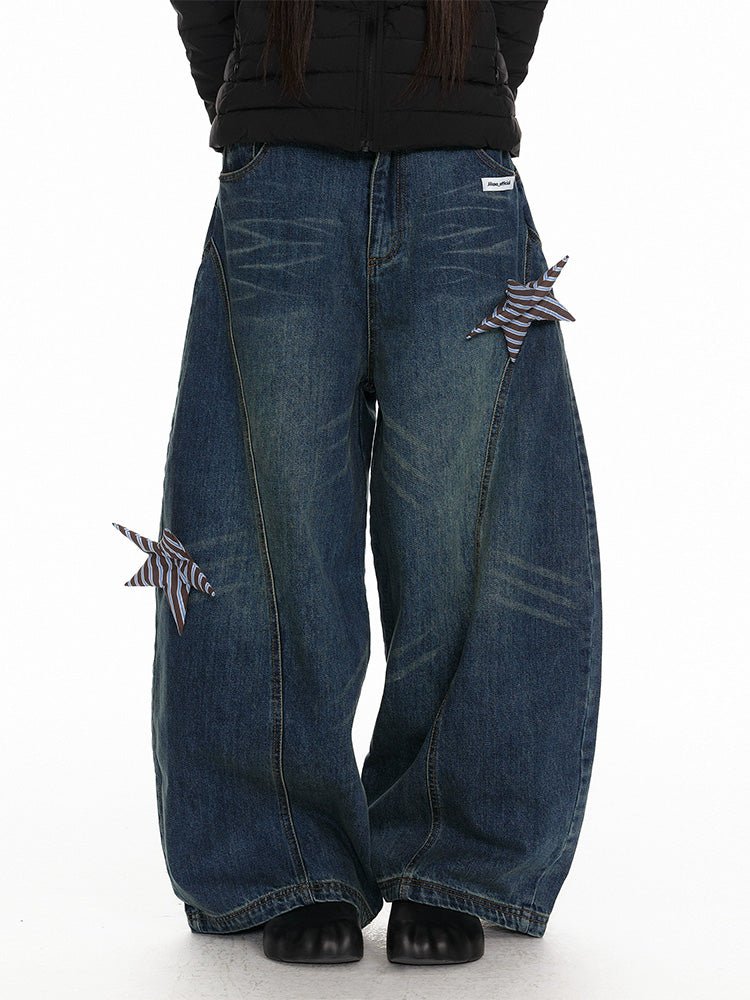 Denim Bladecut Wide Jeans [ JIKOO ] - paper.bruise
