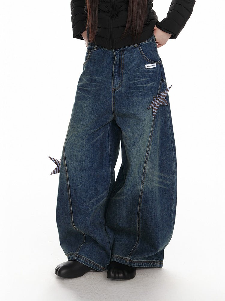 Denim Bladecut Wide Jeans [ JIKOO ] - paper.bruise