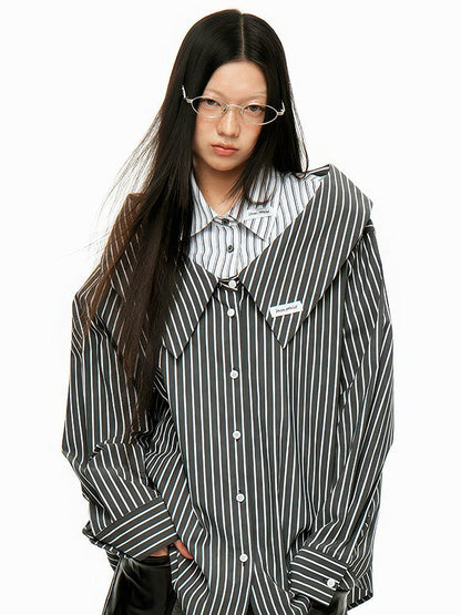 Off - Shoulder Splitstripe Button - Up - paper.bruise