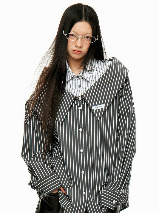 Off - Shoulder Splitstripe Button - Up - paper.bruise