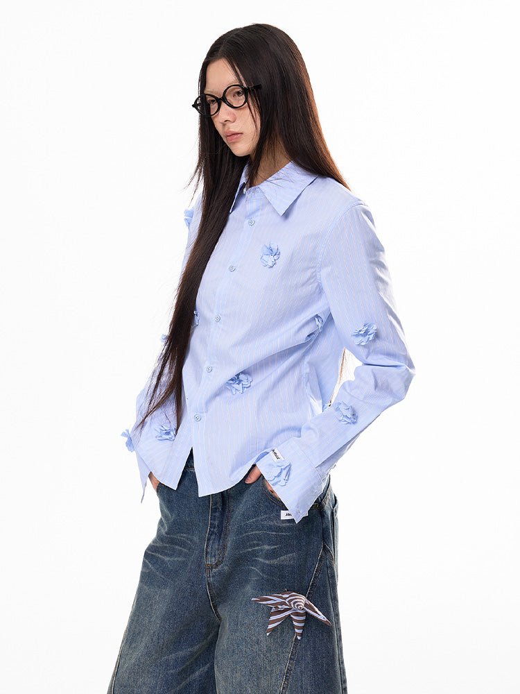 Sky Flower Long Stripe Shirt - paper.bruise