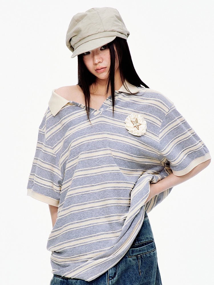 Star Slouch Stripe Polo - paper.bruise